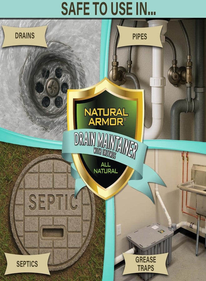 Natural Armor Enzyme Drain Maintainer - Quart Drain Cleaner with Natural Enzyme Power to Prevent Buildup & Odors - Safe for Sinks, Showers, Grease Traps & Septic - Non-Toxic Formula, 32 fl oz - Image 5